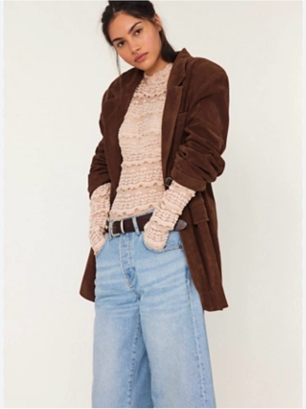 Free People Paper Cut Suede Blazer sz medium